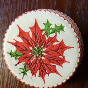 Vintage Reed's Absorbent Coasters Poinsetta